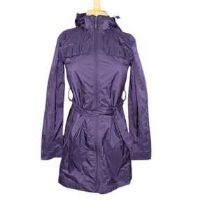 LL Bean Womens Purple Hooded Windbreaker Parka Trail Model Rain Jacket Size XS